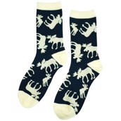 LazyOne Unisex Blue Classic Moose Adult Crew Socks