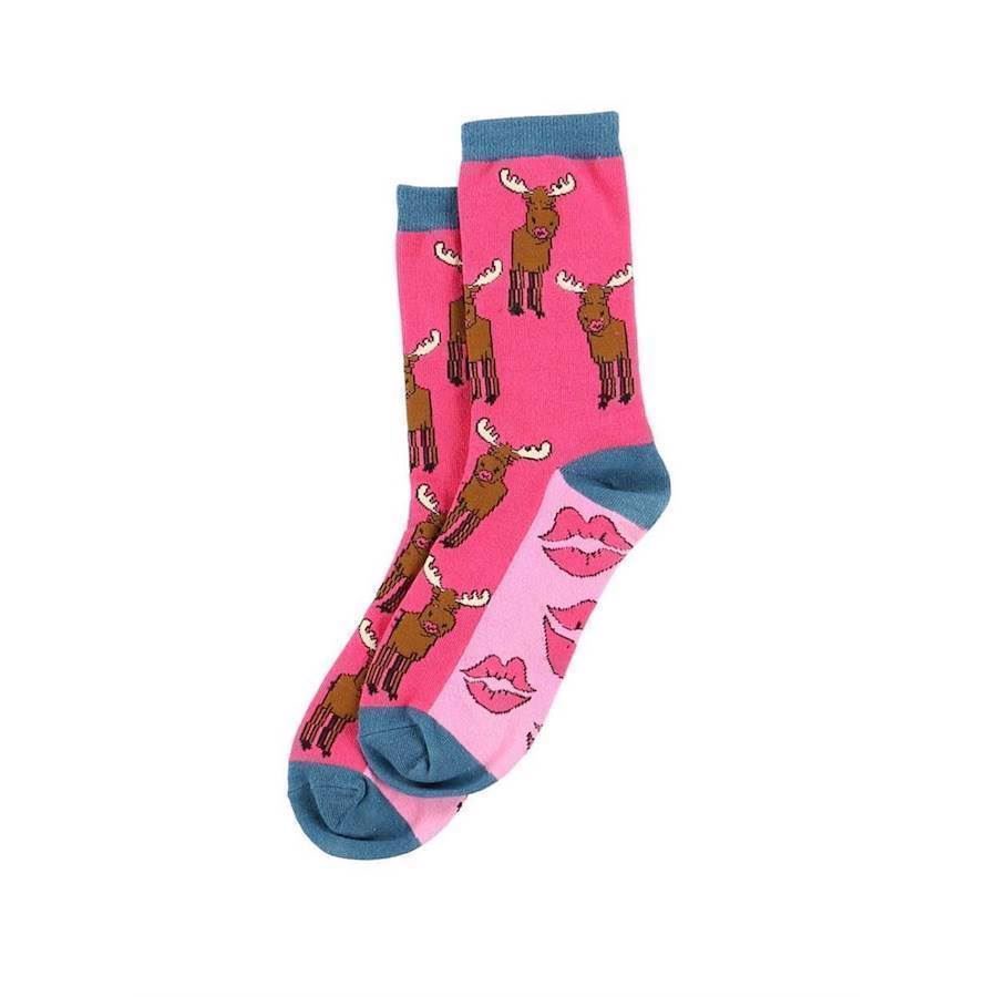 LazyOne Unisex Moose Kiss Adult Crew Socks