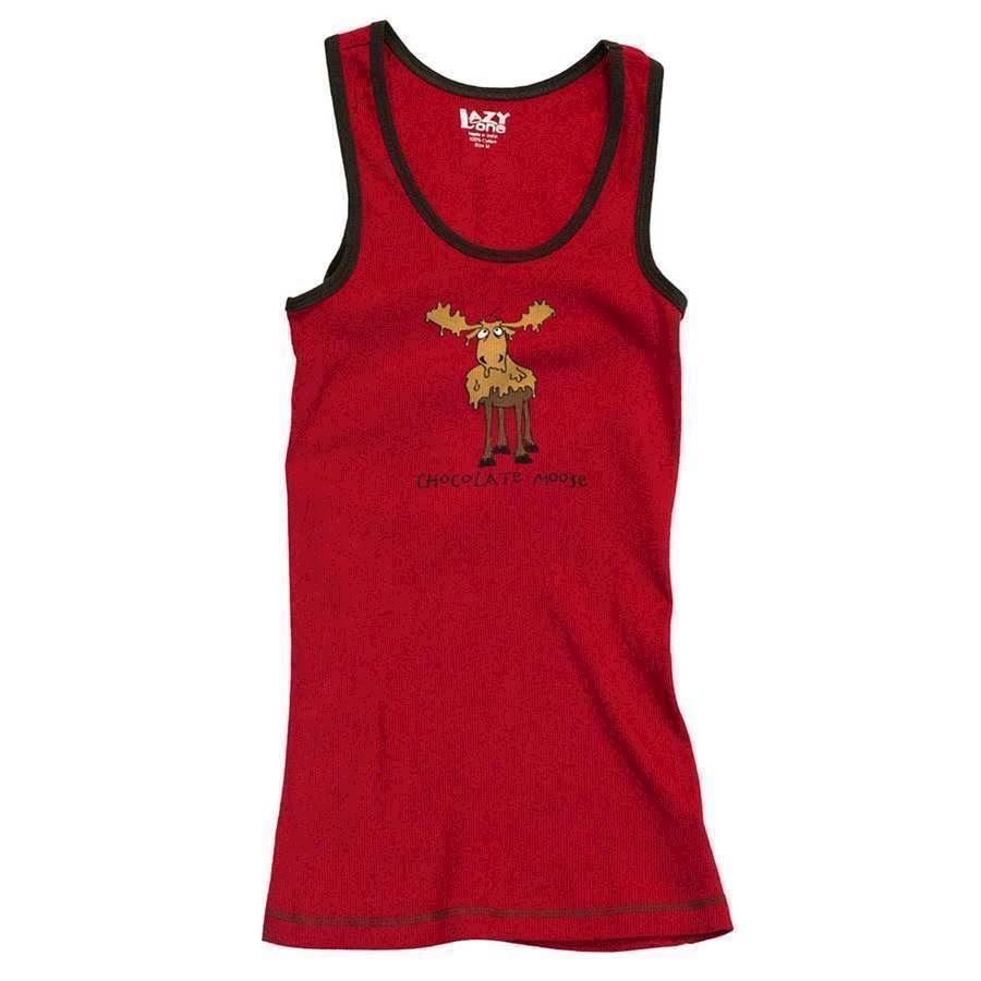 Rød pyjamas tank top med sjovt elgmotiv