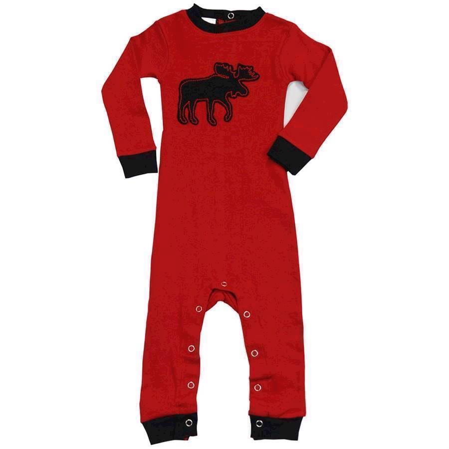 LazyOne Unisex Classic Moose Red Infant Sleepsuit
