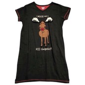 LazyOne Womens Moose Have a Kiss Nightshirt V Neck