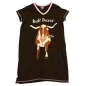 LazyOne Womens Bull Dozer Nightshirt V Neck