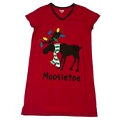 LazyOne Womens Moosletoe Nightshirt V Neck