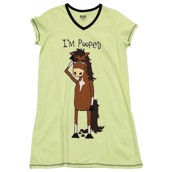 LazyOne Womens I'm Pooped Horse Nightshirt V Neck