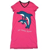 LazyOne Womens No Wake Zone Dolphin Nightshirt V Neck