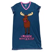 LazyOne Womens Moose Kiss Nightshirt V Neck