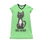 LazyOne Womens Check Meowt! Nightshirt V Neck