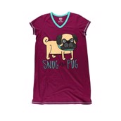 LazyOne Womens Snug as a Pug Nightshirt V Neck