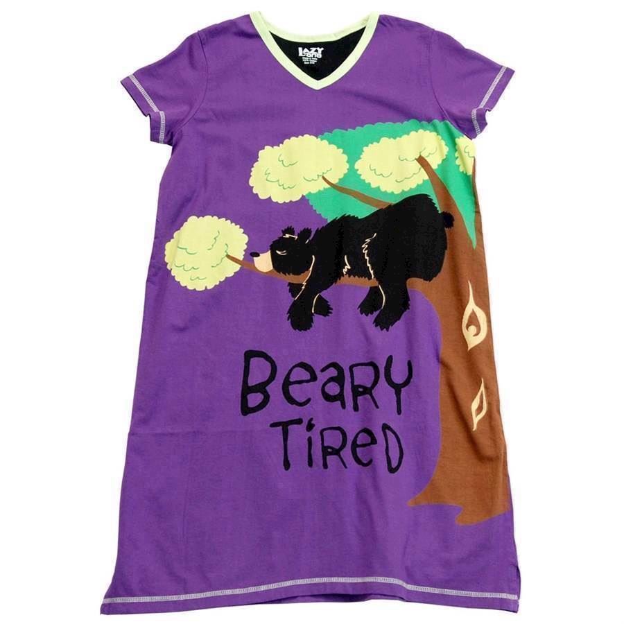 LazyOne Womens Beary Tired Nightshirt V Neck