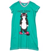 LazyOne Womens Feline Sleepy Nightshirt V Neck