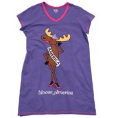 LazyOne Womens Moose America Nightshirt V Neck