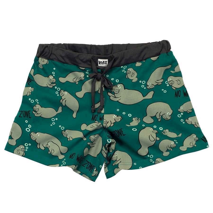 LazyOne Womens No Wake Zone Manatee PJ Boxers