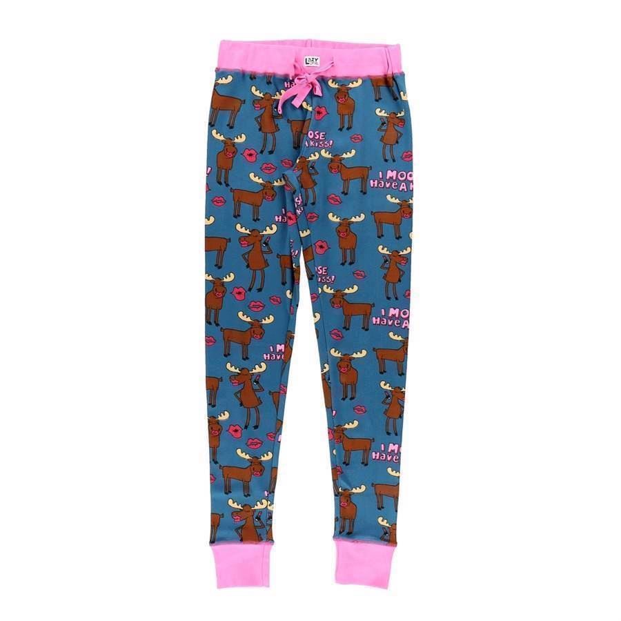 LazyOne Womens Moose Kiss PJ Leggings