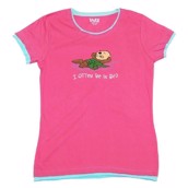 LazyOne Womens I Otter Be in Bed Fitted PJ T Shirt