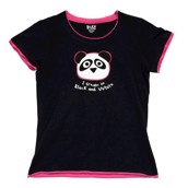 LazyOne Womens Dream in Black White Panda Fitted PJ T Shirt XSmall