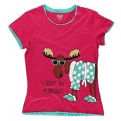 LazyOne Womens Dont Do Mornings Moose Fitted PJ T Shirt