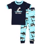 LazyOne Boys Wide Awake Shark Kids PJ Set Short Sleeve