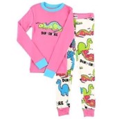 LazyOne Girls Dino-Snore Kids PJ Set Long Sleeve