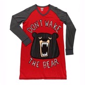 LazyOne Womens Don't wake the Bear Long Sleeve Nightshirt V-neck