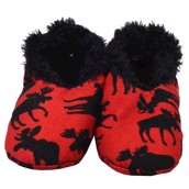 LazyOne Classic Moose Red Kids Fuzzy Feet Slippers