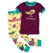 LazyOne Girls Tweet Dreams Kids PJ Set Short Sleeve