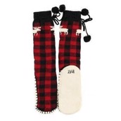 LazyOne Womens Moose Plaid Mukluk Slippers