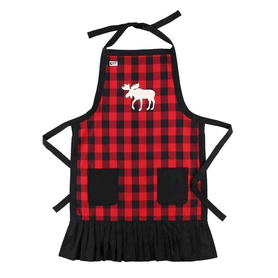 LazyOne Female Moose Plaid Apron