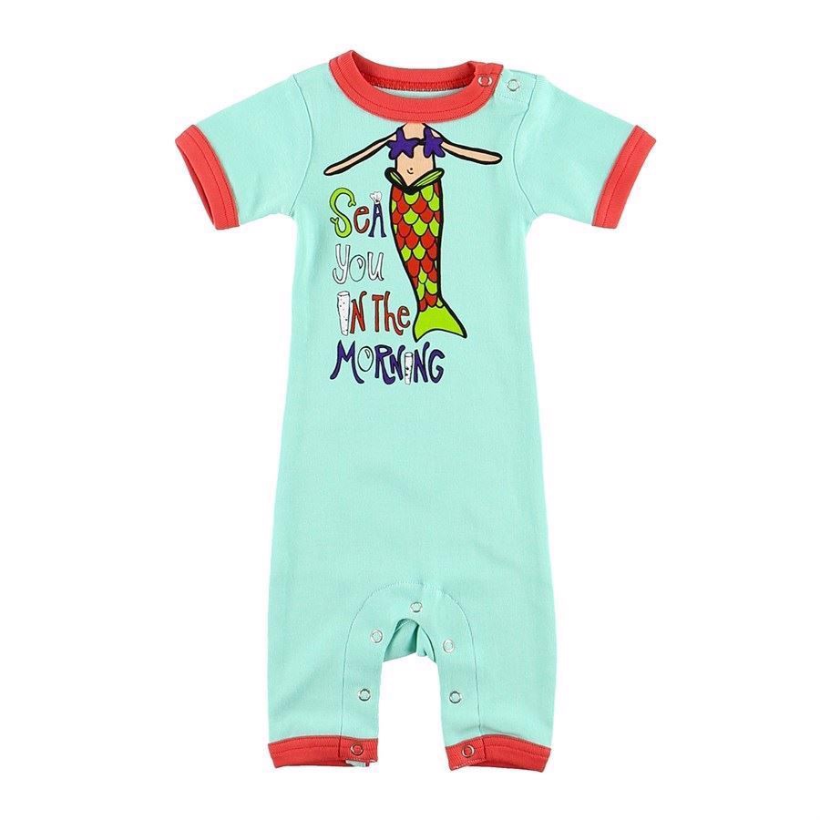 LazyOne Sea You in the Morning Infant PJ Rompers