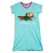 LazyOne Womens I Otter Be in Bed Nightshirt V Neck