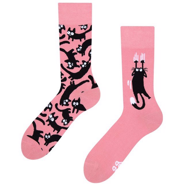 Humor sokker voksen - PINK CATS, size 35-38